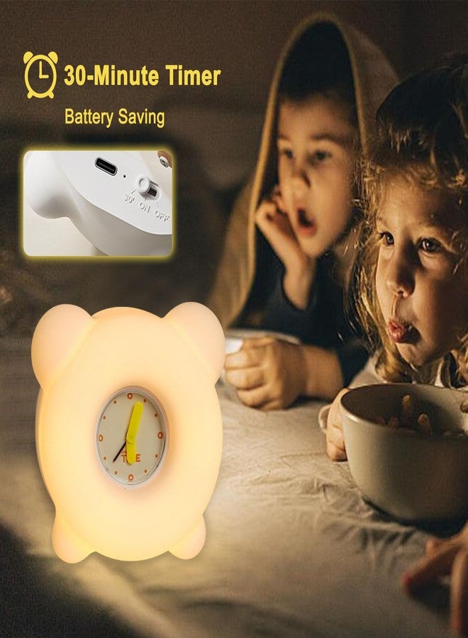 AVEKI Night Light for Kids, Cute Silicone Nursery Night Light with 30-Minute Timer & 3-Level Dimmable, Kids Alarm Clock for Bedroom, Rechargeable Bedside Touch Lamp Gifts for Boys Girls (Clock) - Image 2