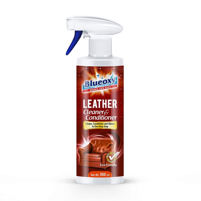BLUEOXY Leather Cleaner and Conditioner | Leather Cleanser | Ideal for Leather Furniture, Auto Interiors & More | Car Interior Detailing | Ecological Formulation | 500 ML Spray | QTY 1 - Image 1