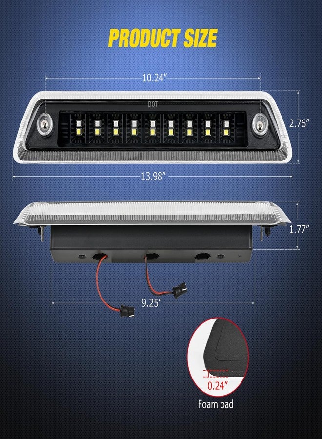 Nilight Third Brake Light Tail High Mount 3rd Stop Cargo Reverse LED Lights Clear Lens Compatible with Ford F150 2009 2010 2011 2012 2013 2014 Pickup Truck Rear Cab Lamp - Image 2