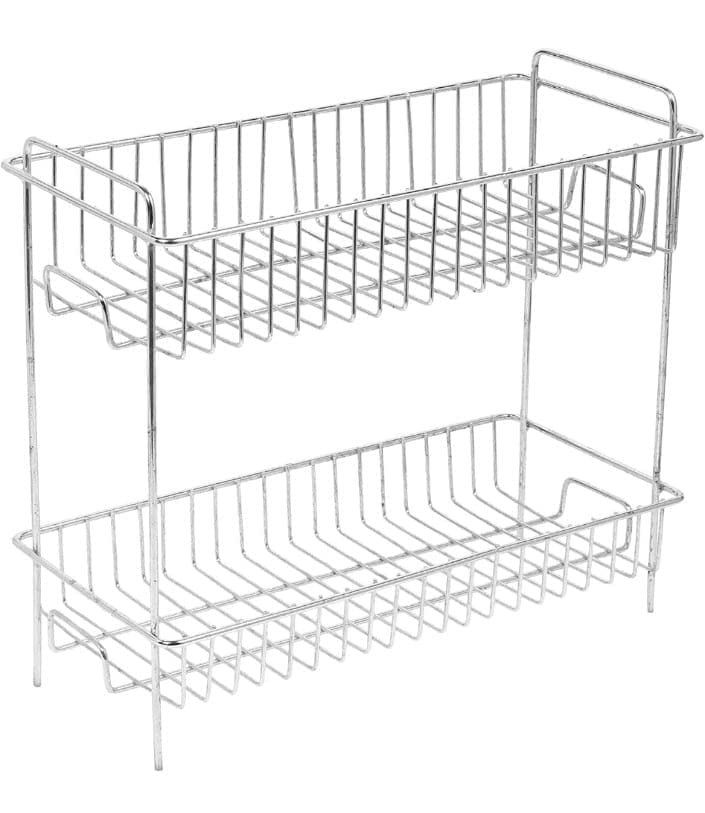 Cri8Hub Heavy Stainless-Steel 2 Tier Kitchen Rack-Spice Boxes Rack -Kitchen Organizer –Kitchen Stand-Cosmetic Organizer – Counter Top Basket-Floor Mounted Shelf For Home And Bathroom,Tiered Shelf - Image 5