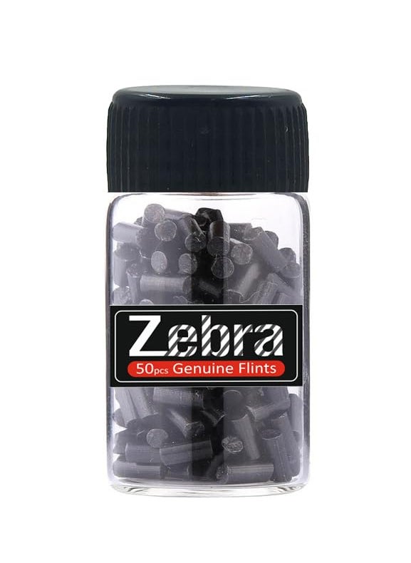 Generic - Zebra (Black) Genuine Lighter Flint Stone (Pack of 50 Pieces) I Suitable to All Zippo, Earth, Kerosene, Petrol, Fuel and Gas Fluid Grinding Wheel Pocket Lighters Accessories - Image 1
