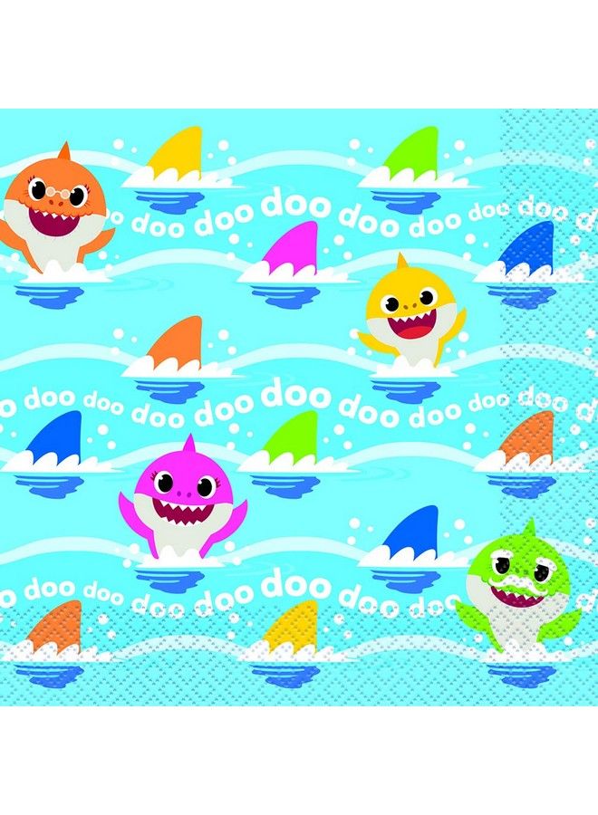 Unique Baby Shark Paper Luncheon Napkins 7" X 7" 16 Pcs - Image 1