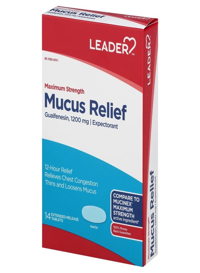 Leader Mucus Relief DM Tablets, Maximum Strength Chest Congestion, 12 Hour Fast-Acting Mucus Expectorant & Cough Suppressant, 14 Count, (2-Pack) - Image 2