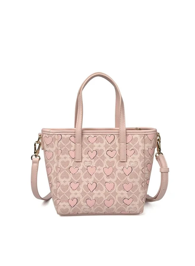 تايك تو Pink Printed Crossbody Bag With Plush Charm