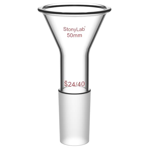 stonylab Glass Short Stem Powder Funnel with 50 mm Top Outer Dimension and 24/40 Inner Joint, for Chemical Laboratory Use Only - Image 1