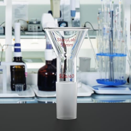 stonylab Glass Short Stem Powder Funnel with 50 mm Top Outer Dimension and 24/40 Inner Joint, for Chemical Laboratory Use Only - Image 5