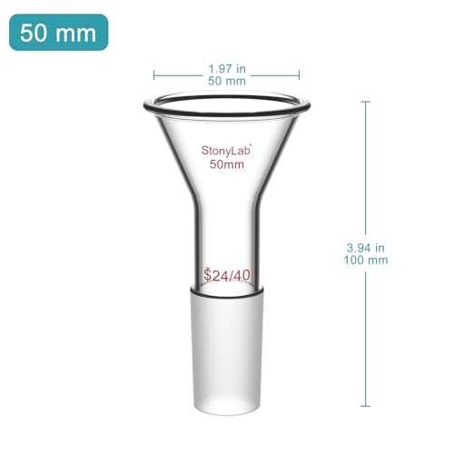 stonylab Glass Short Stem Powder Funnel with 50 mm Top Outer Dimension and 24/40 Inner Joint, for Chemical Laboratory Use Only - Image 2