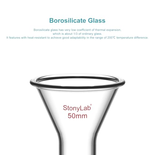 stonylab Glass Short Stem Powder Funnel with 50 mm Top Outer Dimension and 24/40 Inner Joint, for Chemical Laboratory Use Only - Image 3