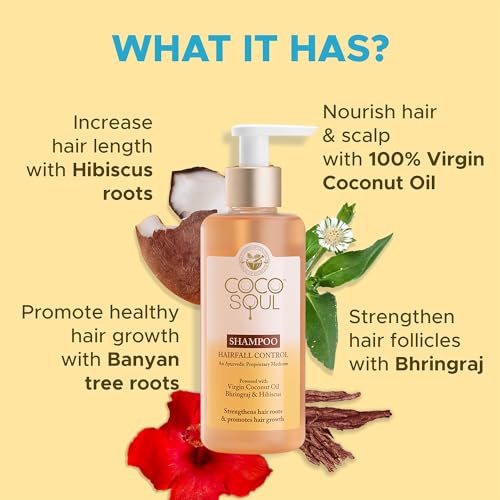 Coco Soul Hair Fall Control Shampoo with Ayurvedic Medicine | 100% Cold Pressed Virgin Coconut | Bhringraj & Hibiscus | Sulphate & Paraben Free | From Makers of Parachute Advansed | 200 ml - Image 3