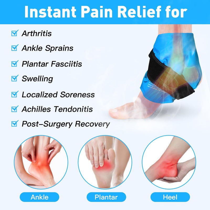 RelaxCoo Ankle Ice Pack Wrap for Swelling, Reusable Gel Ice Pack for Ankle Injuries, Cold Compress Therapy for Foot Pain Relief, Achilles Tendonitis, Plantar Fasciitis, Sprains - Image 2