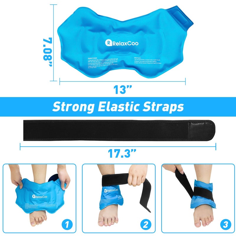 RelaxCoo Ankle Ice Pack Wrap for Swelling, Reusable Gel Ice Pack for Ankle Injuries, Cold Compress Therapy for Foot Pain Relief, Achilles Tendonitis, Plantar Fasciitis, Sprains - Image 5