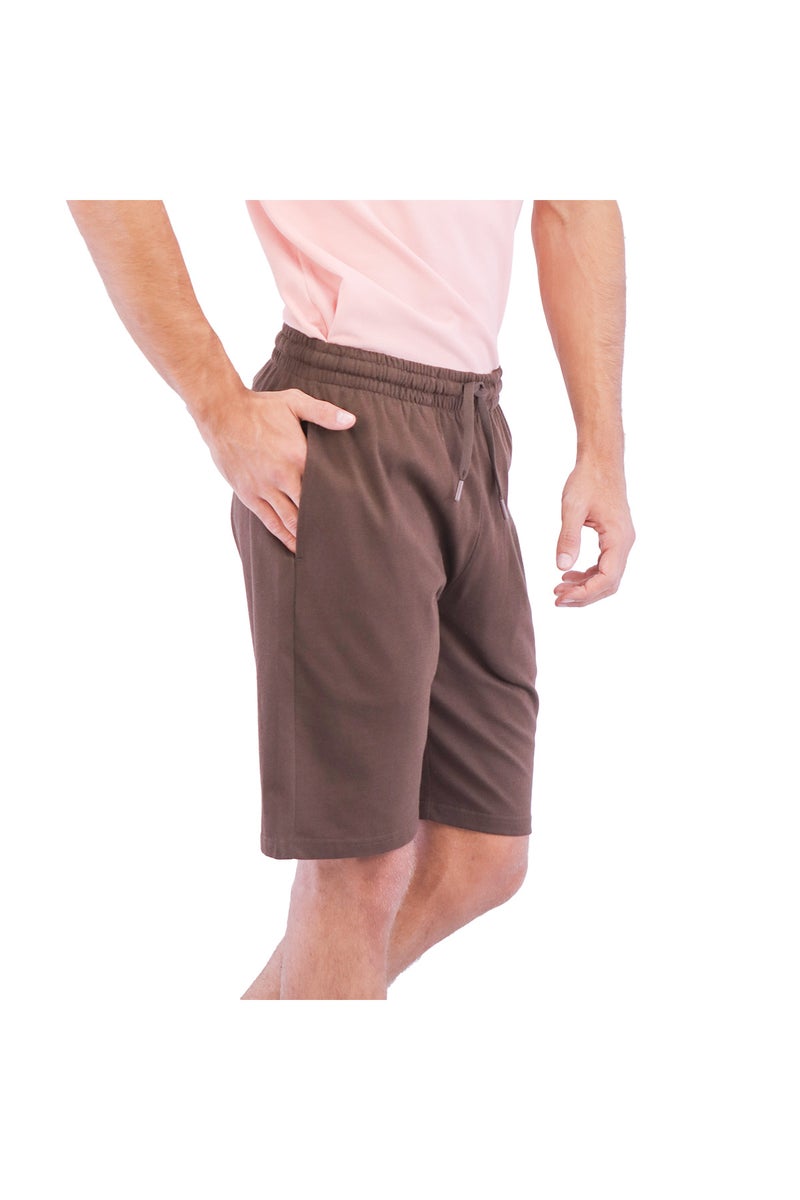 GIORDANO Brown Cotton Jersey Shorts for Men - Image 1