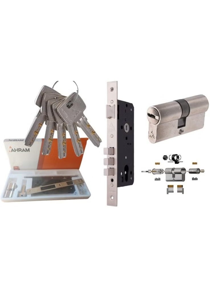 Generic Al-Ahram Computer Apartment Door Lock 5 Keys The Best Used Lock with Silver Cylinder Apartment Door Handle  - Image 2