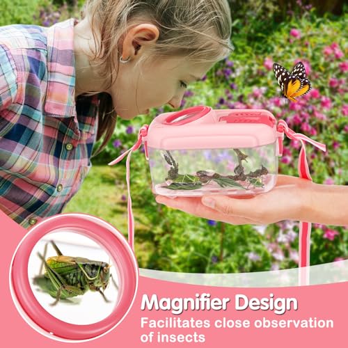 Biubee 2Sets Bug Catcher for Kids Sturdy Kids Bug Catching Kit Gifts with Collector Butterfly Net Tweezer Bugs Habitat Outdoor Explorer Kit for Age 3 4 5 6 7 8 8Pcs Pink - Image 5
