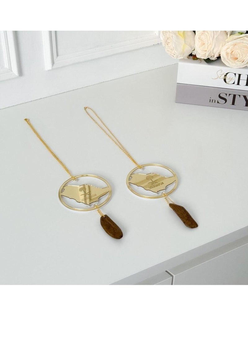 Story Of Candle National Day, Oud car pendant, Saudi Arabia map, 2 pendants 