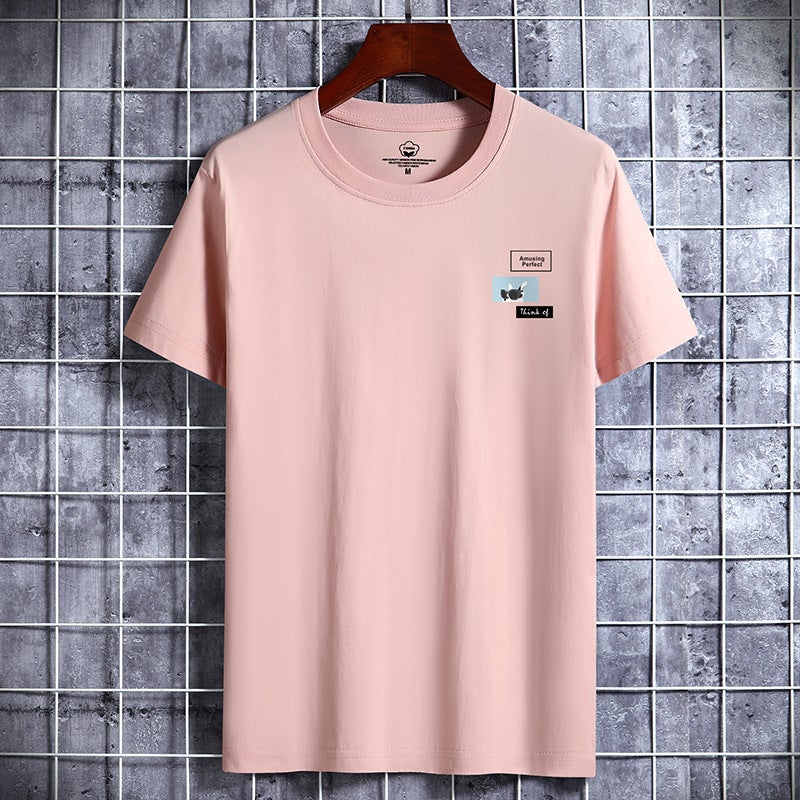 2025 Summer Short-Sleeved T-Shirt Men'S Korean Style Ins Printed Cotton Bottoming Shirt Trbottomy Brand Round Neck Half-Sleeved T-Shirt Men'S T - Image 1