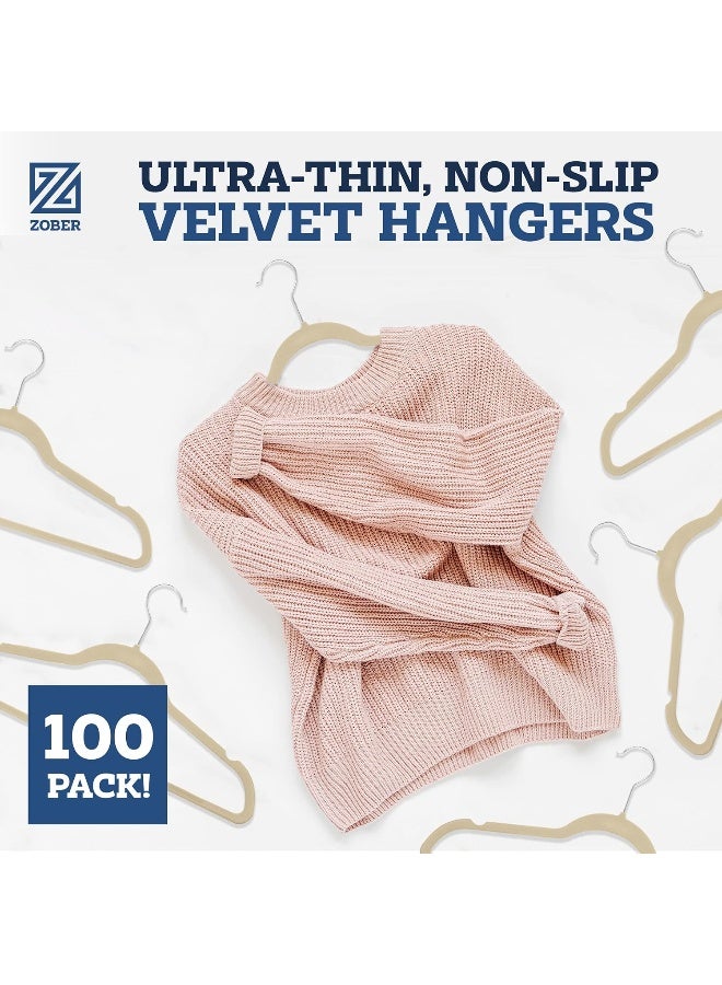 ZOBER Non-Slip Velvet Hangers - Suit Hangers Ultra Thin Space Saving 360 Degree Swivel Hook Strong And Durable Clothes Hangers Hold Up-To 10 Lbs - Image 3