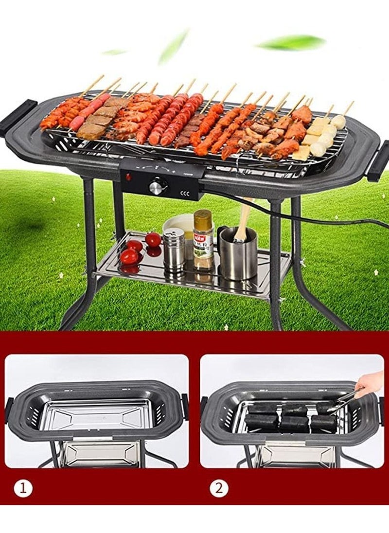 DubaiGallery - Electric Barbecue with stand 2 in 1 Electric Charcoal Grill Stand 2200W Electric Temperature Regulating Grill Indoor & Outdoor Camping Smokeless BBQ Barbecue Grill - Image 1