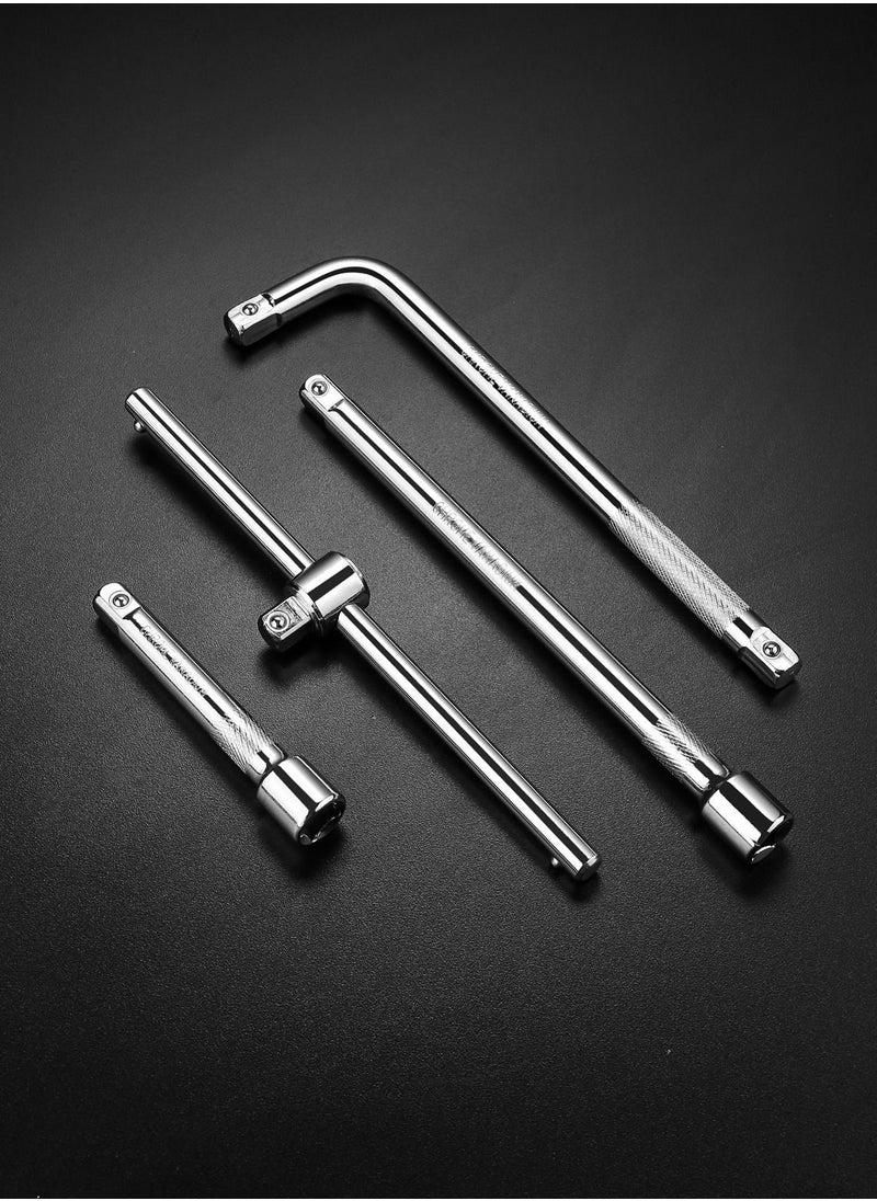 LAWAZIM - Drive Socket Extension -4 Piece 1/2inch- Corrosion Resistant Ratchet Wrench Extension with Swivel Release and Locking Mechanism for Automotive Repairs Carpentry Home Improvement and Workshop - Image 1