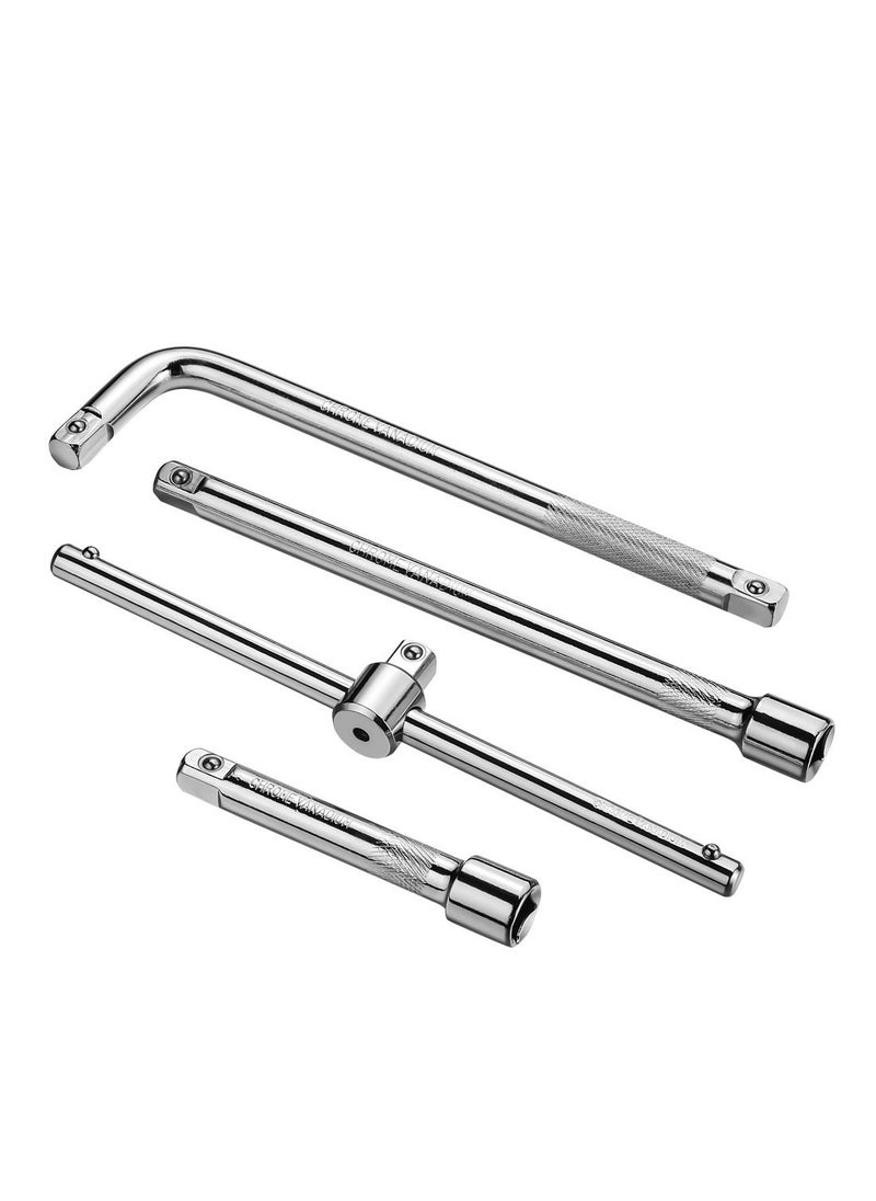 LAWAZIM - Drive Socket Extension -4 Piece 1/2inch- Corrosion Resistant Ratchet Wrench Extension with Swivel Release and Locking Mechanism for Automotive Repairs Carpentry Home Improvement and Workshop - Image 1