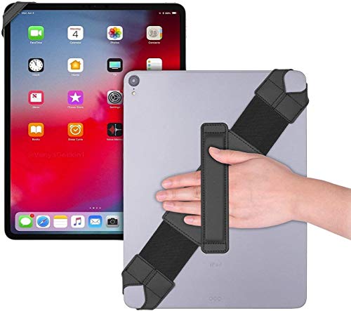 joylink Universal Tablet Hand Strap Holder, 360 Degrees Swivel Leather Handle Grip with Elastic Belt, Secure & Portable for 12.9" Tablets (iPad Pro 2018),Black - Image 1
