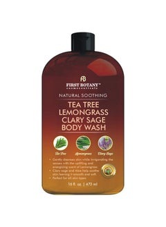 First Botany , All Natural Body Wash, Fights Body Odor, Athlete'S Foot, Jock Itch, Dandruff, Acne, Eczema, Shower Gel For Women & Men, Skin Cleanser -16 Fl Oz (Tea Tree, Lemon Grass, Clary Sage) 