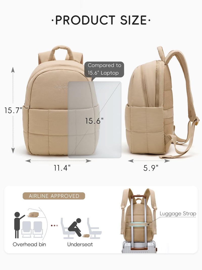WESTBRONCO Puffer Laptop Backpack for Women Travel Backpack for Women Airplane Approved Backpack with 16'' Laptop Compartment - Image 2