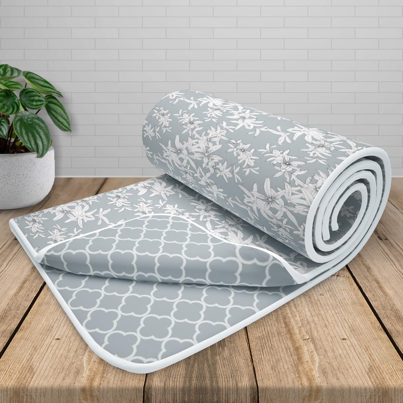 Story@Home Dohar Single Bed | 100% Cotton Blankets for Summer | 144x 220CM, 150GSM Ac Comforter Single Bed | Cooling Blankets for Summer | Grey Floral & Abstract Reversible Quilt | Ideal for Gifting - Image 4