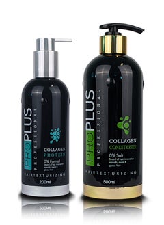 Pro Plus Professional Hair Smoothing Protein 200 ml with Pro Plus Professional Conditioner 500 ml  - Image 1