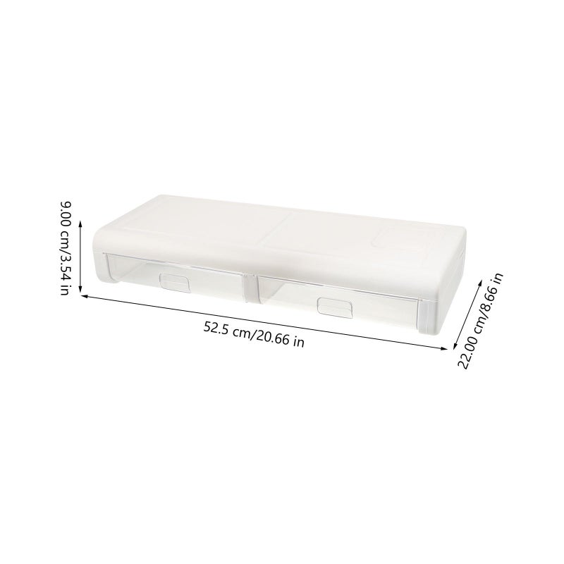 White Plastic Monitor Riser with Drawer Desktop Storage Stand for Office Desk Organization - Image 3