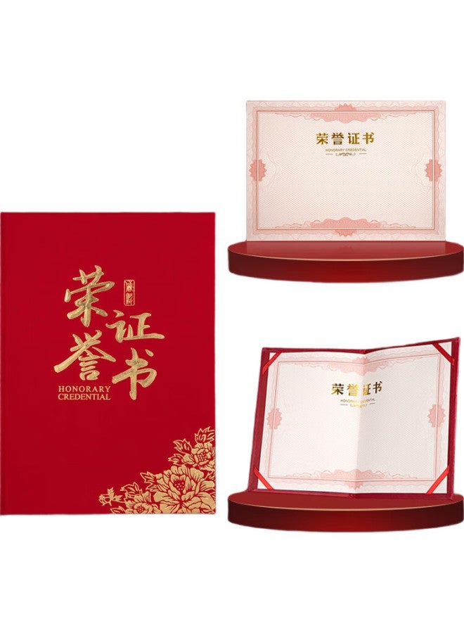 Tianshun Classic Gold Foil Corner Red Velvet Certificate Cover For Company School Award Excellent Commendation Competition Prize Customizable 10-Pack With 20 Inner Sheets - Image 1