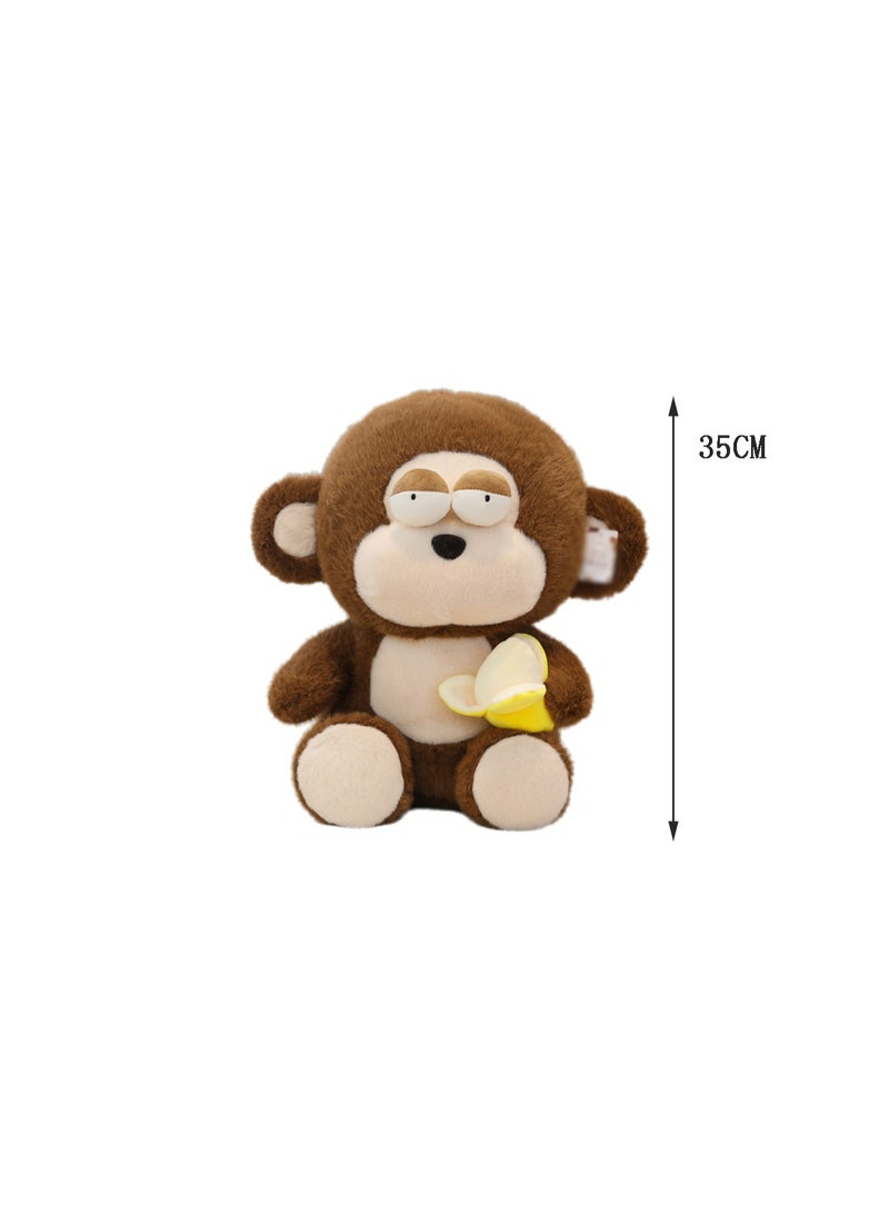 35 CM Monkey Plush Toy Soft Stuffed Cute Cartoon Animals Doll For Girls And Boys All Ages Gift（Brown） - Image 2