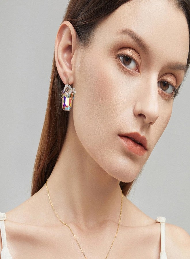 Kasmena 3 Pairs Gold Flower Drop Dangle Earrings Set for Women,Small Flower Earrings Flower Cluster Stone Owl Earrings Jewelry Gift for Women Mom Gifts - Image 3