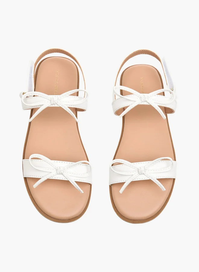 Flora Bella By Shoexpress Girls Bow Accent Sandals with Hook and Loop Closure
