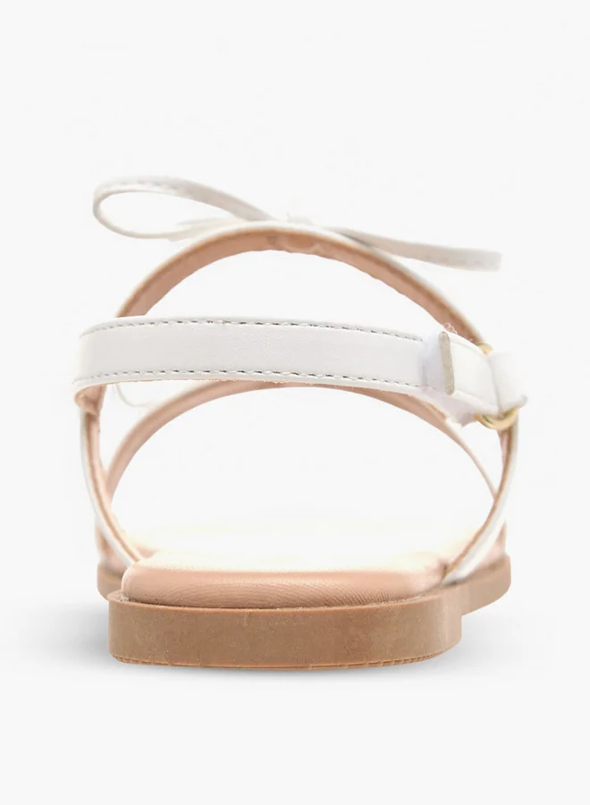 Flora Bella By Shoexpress Girls Bow Accent Sandals with Hook and Loop Closure