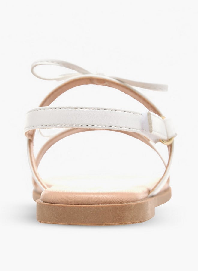 Flora Bella By Shoexpress Girls Bow Accent Sandals with Hook and Loop Closure  - Image 4