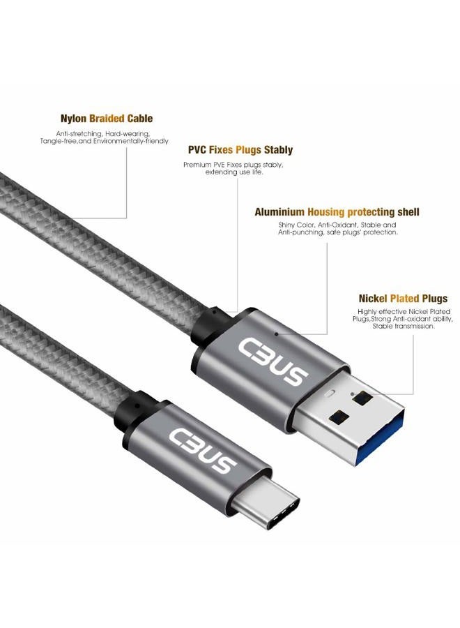 Cbus Wireless CBUS 6ft USB to USB C Cable Fast Charging Cord Type-C Compatible with iPhone 16/16e/15/Pro/Max/Plus, iPad 10, iPad Pro/Air/Mini A17 Pro, Mini 6 Heavy-Duty Braided (Space Gray) - Image 4