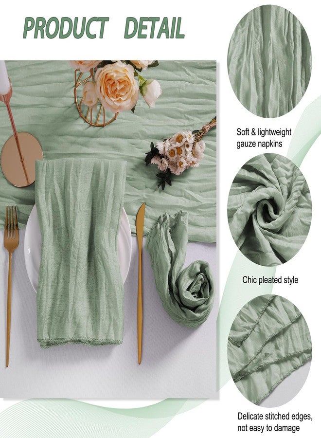 LZY 120 Pack Gauze Cheesecloth Napkins 20x20 Inch Dinner Cloth Napkins, Soft Boho Table Napkins Rustic Wrinkled Cheese Cloth Napkins Bulk for Wedding Party Baby Shower Event Decor (Sage Green) - Image 4