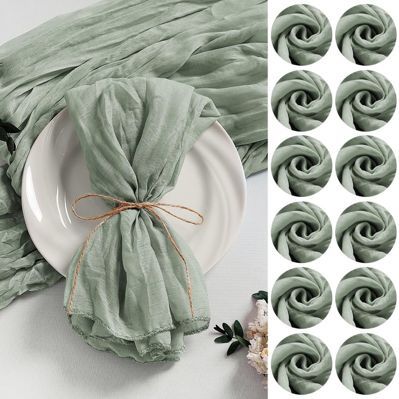LZY 120 Pack Gauze Cheesecloth Napkins 20x20 Inch Dinner Cloth Napkins, Soft Boho Table Napkins Rustic Wrinkled Cheese Cloth Napkins Bulk for Wedding Party Baby Shower Event Decor (Sage Green) - Image 1