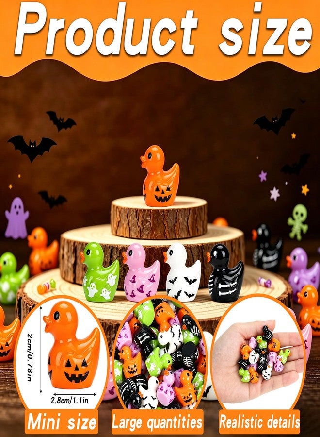 Zenoble 120Pcs Halloween Mini Resin Ducks Miniature Halloween Trinkets - Image 3