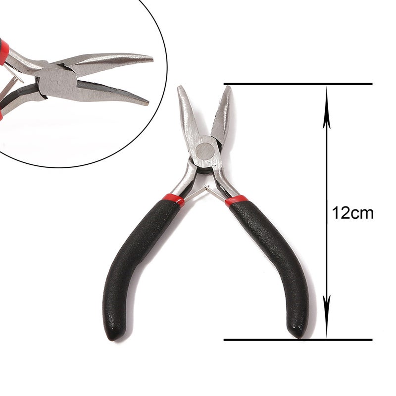 Handmade DIY Tool Pliers Multifunctional Punching Pliers Jewelry Toothless Pointed Nose Pliers Oblique Wire Cutting Pliers Hardware Tools #14 black handle curved nose pliers 1 pc/bag 