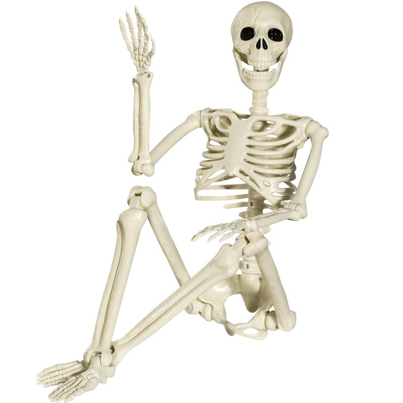 SIFOEL Halloween Posable Skeleton  90cm Full Body Halloween Skeleton with Movable Joints for Halloween Outdoor Indoor Garden House Patio Decorations 90cm