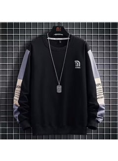Generic Mens Long Sleeve Round Neck Sweatshirt Autumn New Thin-Grey  - Image 3