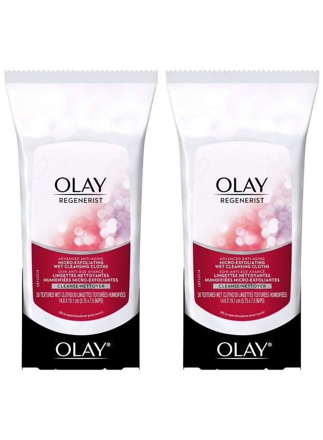 Olay Regenerist Microexfoliating Wet Cleansing Cloths 30 Count (Pack Of 2)  - Image 1