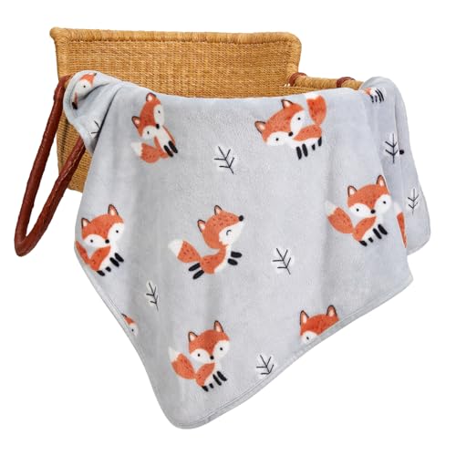 TILLYOU Toddler Flannel Blanket - Warm Cozy Baby Blanket for Boys and Girls, Smooth Cute Lightweight Blanket for Bedding Crib Stroller, 40×50 inches, Fox Forest - Image 1