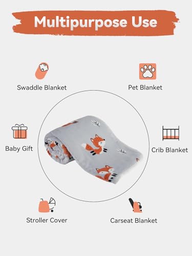 TILLYOU Toddler Flannel Blanket - Warm Cozy Baby Blanket for Boys and Girls, Smooth Cute Lightweight Blanket for Bedding Crib Stroller, 40×50 inches, Fox Forest - Image 4