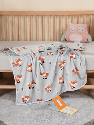 TILLYOU Toddler Flannel Blanket - Warm Cozy Baby Blanket for Boys and Girls, Smooth Cute Lightweight Blanket for Bedding Crib Stroller, 40×50 inches, Fox Forest - Image 5