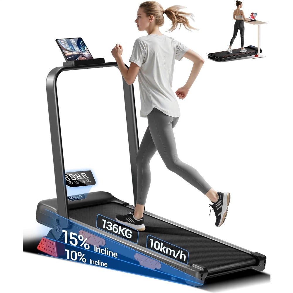 Treadmill for home use, steel frame, black, 15 incline, 10KM/H speed, 3HP motor