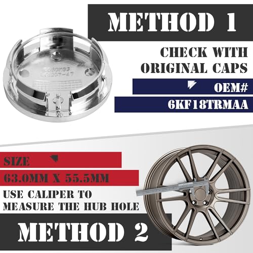KitsPro 2.5Inch 63MM Wheel Center Caps for Dodge RAM 6KF18TRMAA Rim Hub Caps, Pack of 4 (Chrome, Outer 63MM, Inner 56MM) - Image 3