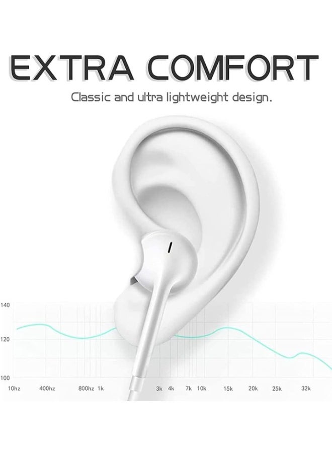 Generic - Wired Earphones with Lightning Connector Mobile Specifications, (Built-in Microphone and Volume Control) Compatible 14/13/12/SE/11/XR/XS/X/8/7 - All Mobile Devices, In-Ear White XC60 - Image 1